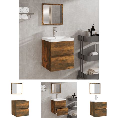 Wandmontage - vidaXL Badschrank mit Spiegel Räuchereiche Holzwerkstoff - Badezimmer Ordnung (1/5)