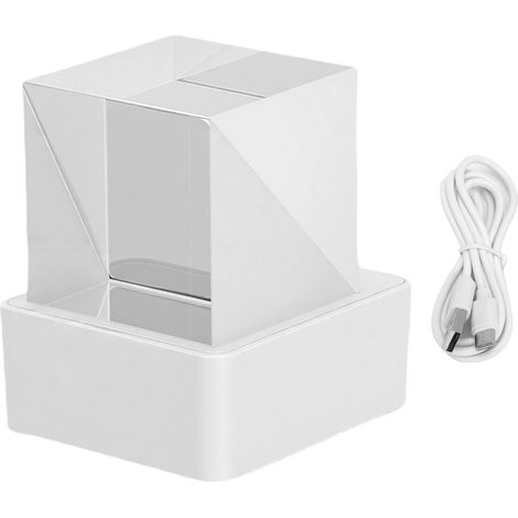 Horloge Météo WiFi Mini Cube Holographique Affichage GIF Album Photo Déco Bureau USB Blanc Design Unique Multifonction (1/5)