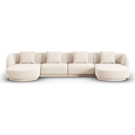 Canapé panoramique 5 places en chenille beige clair (1/5)