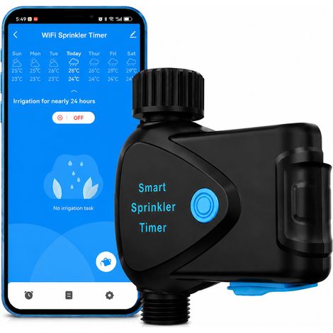Minuteur d'arrosage WiFi : minuterie d'eau pour tuyau d'arrosage, contrôleur d'irrigation automatique, télécommande par application, arrosage basé sur les intempéries (1/5)