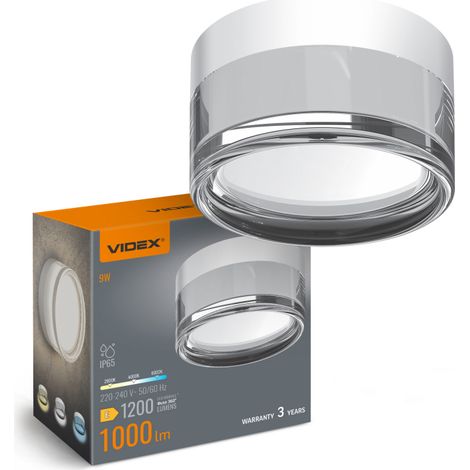 Applique plafonnier LED extérieur rond blanc 9W IP65 Videx