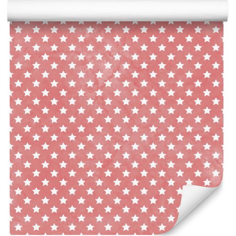 Papier peint Étoiles Corail, fond corail pour salon et chambre 50x1000 cm (1/5)