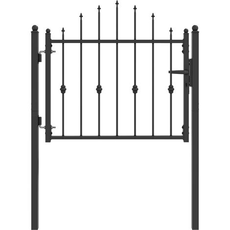 Fence Gate HORST 100 x 75 cm Metal Black Lockable vidaXL