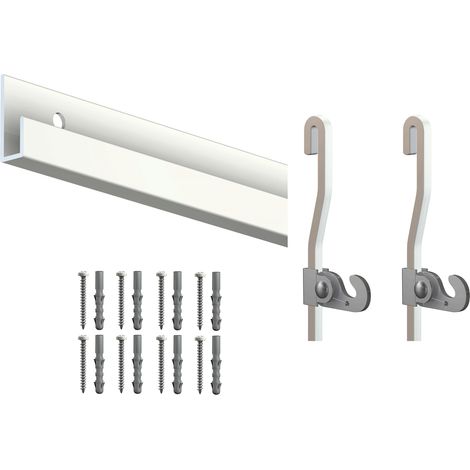 Cimaise Box PREMIUM Classic Rail + Tige 4 mm - 2 mètres - Kit tout en un Blanc mat à peindre