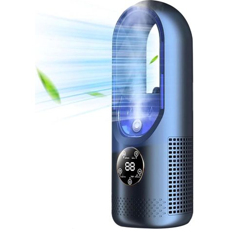 Ventilador sin aspas，Ventilador de mesa，Ventilador de mesa，Refrigeración de bajo consumo，Ventilador silencioso sin aspas，USB，Azul (1/5)