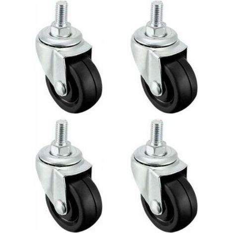1 roulette à 4 roues en caoutchouc, diamètre 40 mm, axe fileté M8, pour portail, support de filtre, équipement de piscine (1/5)