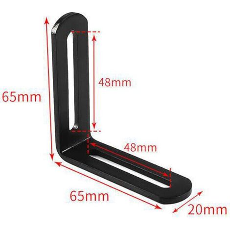 4 Pièces Équerres de Fixation Murale en Métal, 65 x 65 mm, Angle Droit 90°, pour Étagères, Tablettes et Supports, Noir (1/5)
