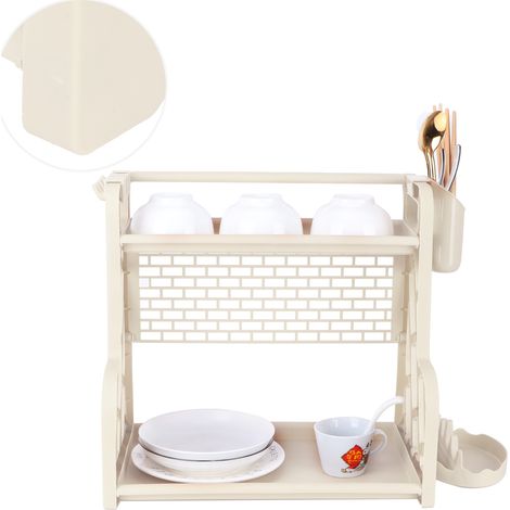 Étagère de Rangement Épices Multifonctionnelle, Support pour Bouteilles Condiments, Crème (1/5)
