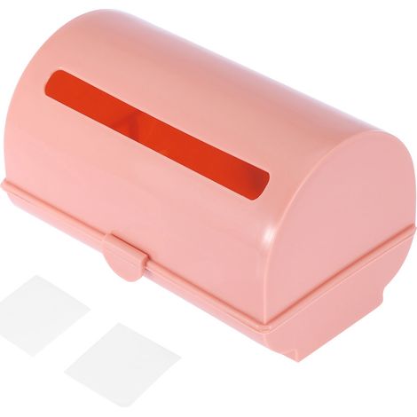 Lot de 1 boîte de rangement adhésive murale rose pour sacs poubelles en plastique (1/5)