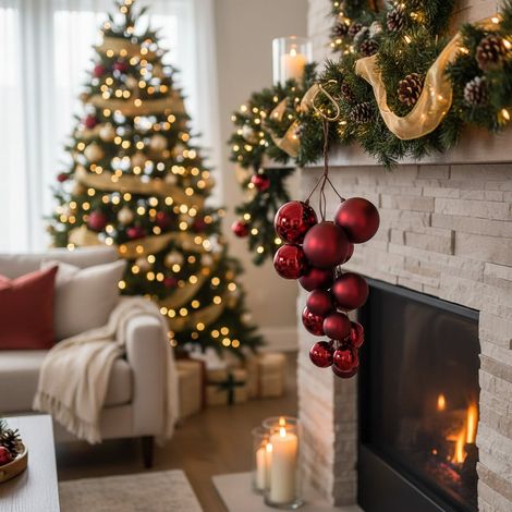 Addobbo decorativo grappolo d'uva con sfere per albero di Natale (1/3)