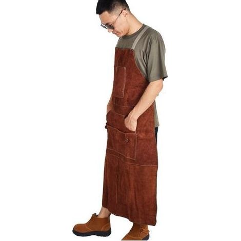 115cm x COOCHEER Thick Leather Welding Apron, Heat Resistant and Flame Retardant, Knee-Length Protection, 65cm (1/5)