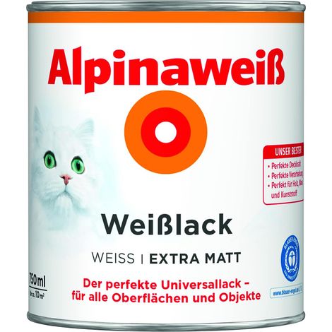 Alpinaweiß Weißlack 750 ml alpinaweiß extra matt Lack Universallack Innen Außen (1/2)