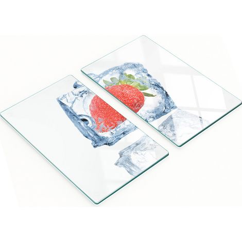 Tablas decorativas de vidrio para servir aperitivos, diseño de fresas heladas, 2x30x52 cm. (1/5)