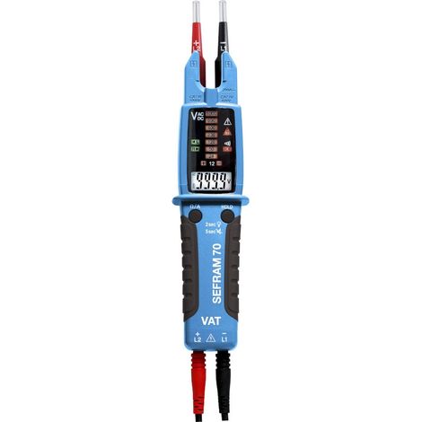 Détecteur de tension 1000V c.a. / V c.c. – Testeur numérique avec contrôle de continuité – Alimentation par batterie AAA – Poids 200g – Sefram