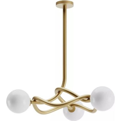 Lampadario moderno redo group confusio 01 3256 3257 e14 led metallo vetro, finitura metallo oro opaco