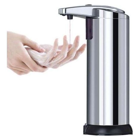 Distributeur Savon Automatique en Acier Inoxydable avec Base, Distributeur Savon Liquide Vaisselle Automatiqueetanche, Capteur Infrarouge et Commutateur Réglable (1/5)