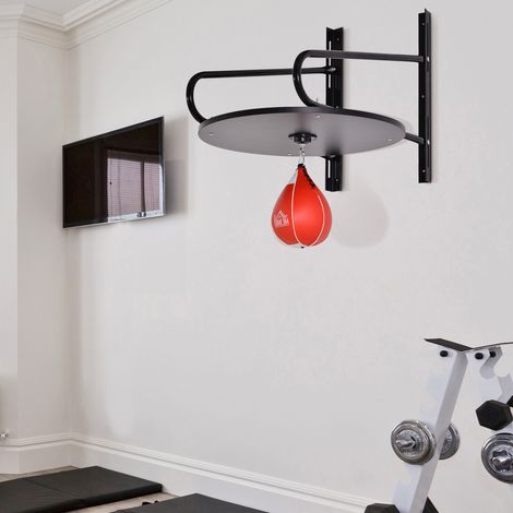 Pera de Boxeo con Soporte de Pared Giratorio para Practicar Técnica y Reflejos 60x73x80 cm Negro y Rojo