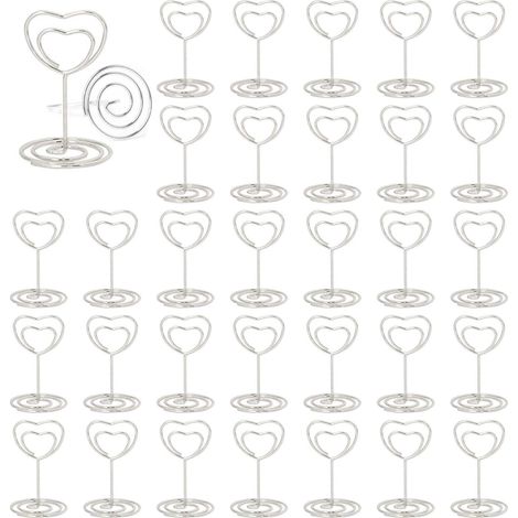30 Pièces Porte Nom et Photo sur Pied - Porte Cartes de Table pour Mariages, Numéro de Table, Noël, Banquet de Fête, Saint Valentin (Amour Argent) (1/5)