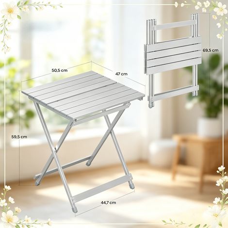 table d'appoint d'extérieur pliante, table de balcon et de camping légère et compacte – aluminium résistant, 45 x 45 x 40 cm (1/4)