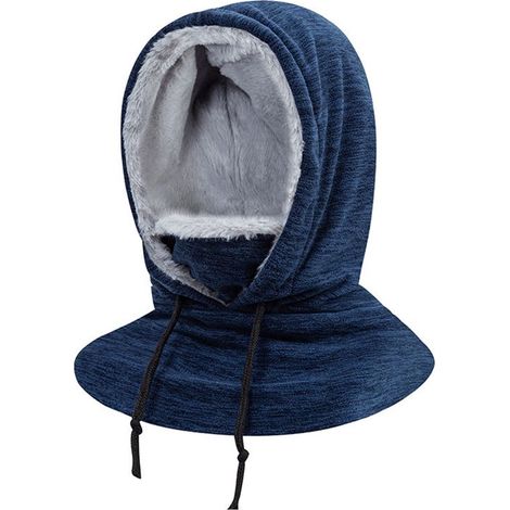 Cagoule unisexe, chaude, respirante et multifonctionnelle. Avec capuche et cache-cou, idéale pour le ski, le vélo, la moto, la randonnée et autres activités de plein air. Bleu marine. (1/4)