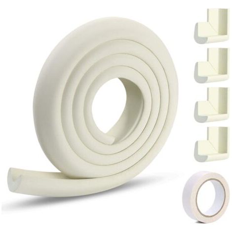 Vicloon Protection des Bords et Coins de Meubles,2 Mètres Protection Mousse Sécurité avec 4 Angles, Kit de Sécurité pour Bien Protéger Les Enfants, Blanc Crème (1/5)
