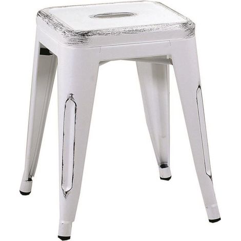 Sgabello Bristol 39x39xh45 cm in Ferro Bianco Antico (1/4)