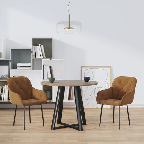 Lot de 2 chaises de salle à manger avec accoudoirs en velours marron - PANGIVO (1/5)