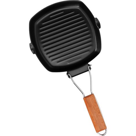 Poêle pliable antiadhésive portable anti-brûlure avec manche en bois pour la cuisine, le camping et les repas, 20 cm / 7,9 pouces (1/5)