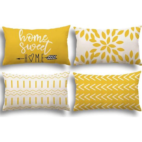 Set of 4 Decorative Cushion Covers Sofa Pillowcase Linen Outdoor Cushion Cover Decoration for Bedroom, Sofa, Chair, Bed, Garden, 30 x 50 cm (1/5)