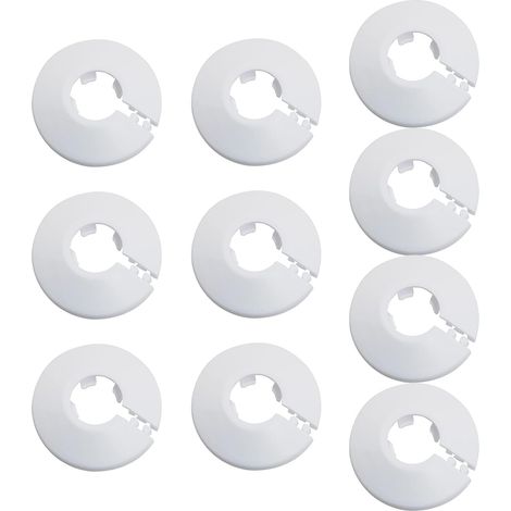 Lot de 10 Rosaces pour Tuyaux, Diamètre 25 mm, Plastique PP, Blanc, pour Radiateurs et Conduites (1/5)