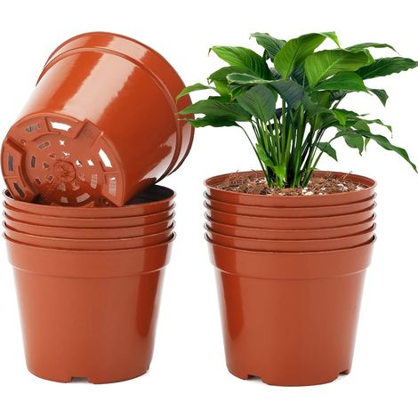 Ineasicer 50er-Pack 10-cm-Anzuchttöpfe, Kunststoff-Blumentöpfe für Gartenpflanzen, Umtopftöpfe, Tomaten-Anzuchttöpfe, Braun (1/5)