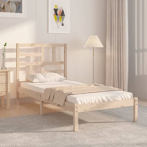 Estructura de cama madera maciza 75x190 cm