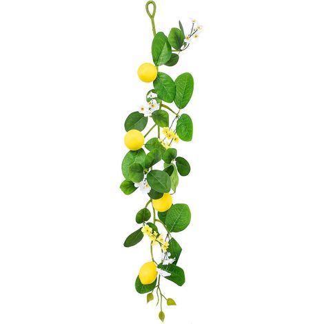 Guirlande de fleurs en rotin à suspendre, décoration en rotin citronné, rotin pour la décoration intérieure-70x20cm-Yellow