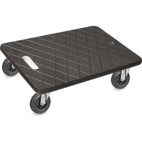 Plateau roulant de manutention 600x400 XTREME® 4x pivotantes caoutchouc NOIR - 200 Kg
