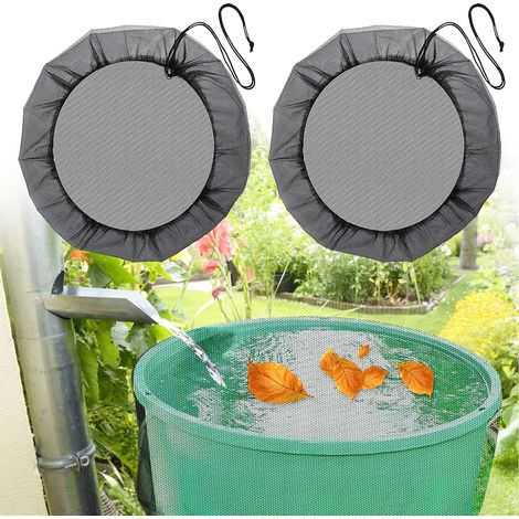 2 Pcs Filet pour Citerne de Pluie,Ø 60 cm Housse pour tonneau de Pluie avec Cordon de Serrage,Filet de Protection Réglable,Protection Contre Les Feuilles, Les moustiques (1/5)