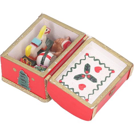 Boîte à bijoux miniature à l'échelle 1:12 pour maison de poupée, boîte à bijoux vintage en bois imitation, accessoires de décoration (1/5)