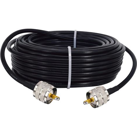 Câble UHF Câble Coaxial RG58 Adaptateur PL259 Câble d'Antenne Radio UHF Mâle à UHF Mâle Câble d'Extension à Faible Perte pour Antenne CB Ham Radio/Diffusion/WiFi/Télécom/CCTV 49,2 pieds (1/5)