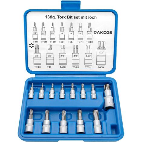 Bitsatz Torx T8H T60H TProfil 13tlg Torx Bit mit Bohrung T8H T60H (1/5)