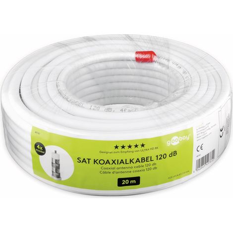 GOOBAY Koaxialkabel 49761, 20 m, weiß, 7,2 mm, CCS, 120 dB (1/2)
