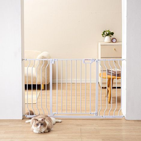 Barrière de Sécurité Extensible 75-135 cm Hauteur 76 cm avec Fermeture Automatique Double Verrouillage pour Enfant Chien (1/5)
