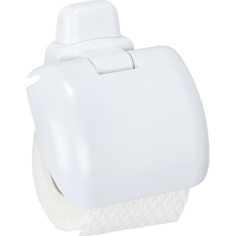 Porte-papier toilette mural avec couvercle WENKO Pure, ABS blanc 16x5x16 cm (1/4)
