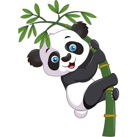 Sticker mural amusant - Réutilisable - Panda géant grimpant au bambou