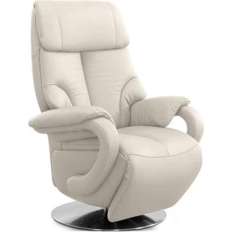 Fauteuil en Cuir Istanbul/Fauteuil TV avec Fonction Relaxation réglable électriquement / 2 Moteurs électriques / 80 x 115 x 79 / Cuir véritable : Blanc (1/3)