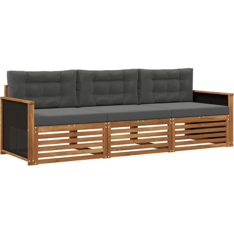 Conjunto de sofás de exterior 3 uds. Natural y Antracita vidaXL (1/5)