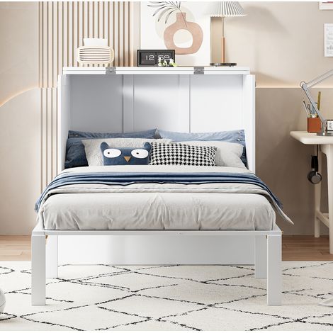 CHICFURN Letto a scomparsa verticale 90x200 cm bianco con rete a doghe, senza materasso (1/5)