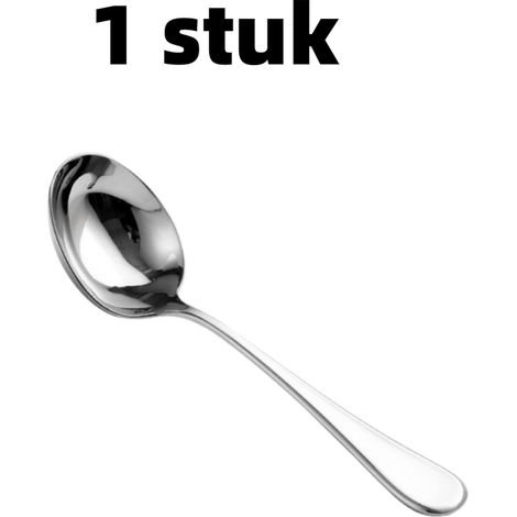 1 cuillère - Manche long - Cuillère à nouilles/porridge - Acier inoxydable (inox) - Cuillère à soupe - 19,5 cm x 5,5 cm - Argentée (1/5)