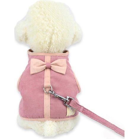 Lot de 2 sangles de poitrine respirantes et confortables pour animaux de compagnie, style gilet, corde de traction - Rose - M (1/5)