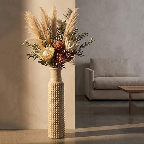 Vaso Fatenoti, Acabado Efecto Arena, Diámetro 18 cm, Beige