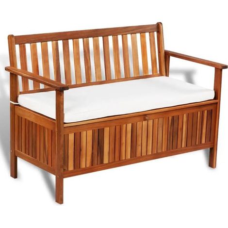 Banc coffre acacia massif avec accoudoirs Polina (1/3)