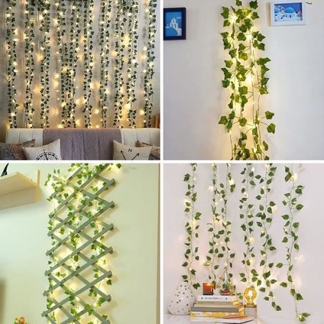 Guirlande Lumineuse Exterieure Pile 10M 100 LEDs - - Lierre Artificiel - Vert - Étanche - Télécommande (1/4)